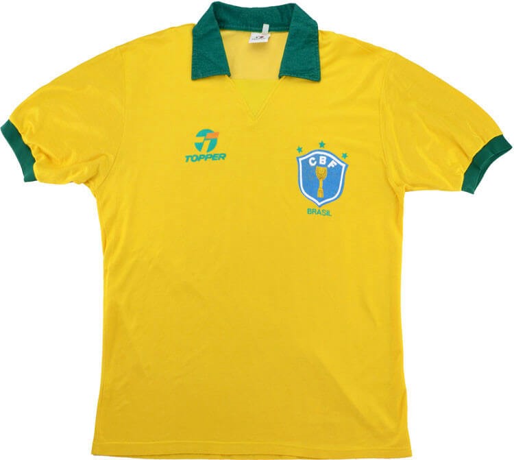 Camiseta Brasil Topper Replica Primera Ropa Retro 1988 Amarillo